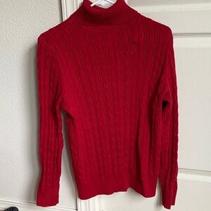 St. John's Bay Red Cable Knit Turtleneck Sweater